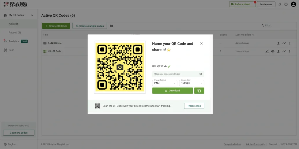 Download and place the QR Code