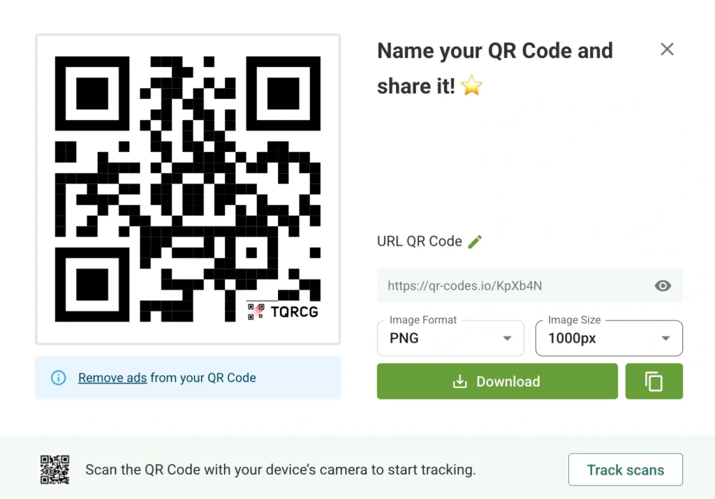 TQRCG's created QR code preview