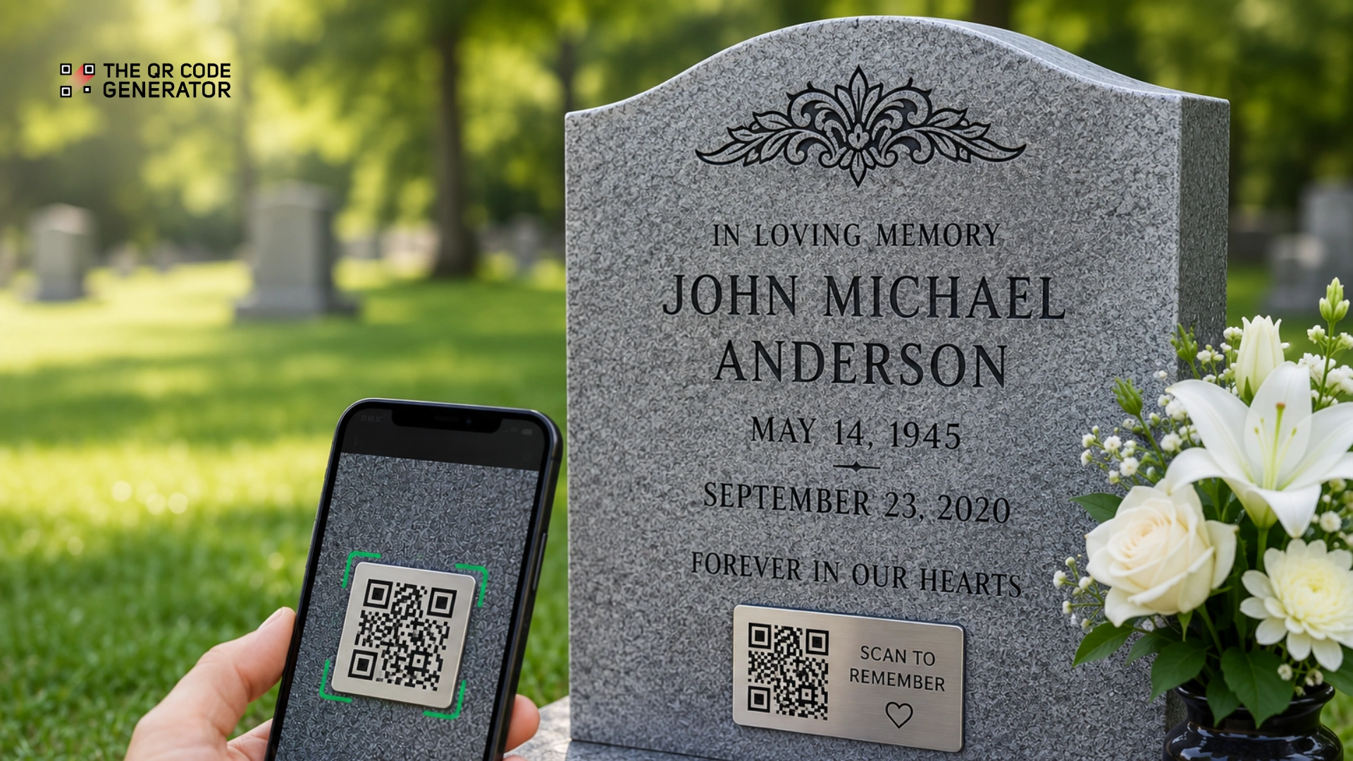 Memorial QR Code for Headstone or Grave