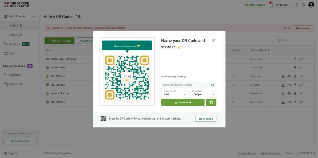 Download seating chart QR Code